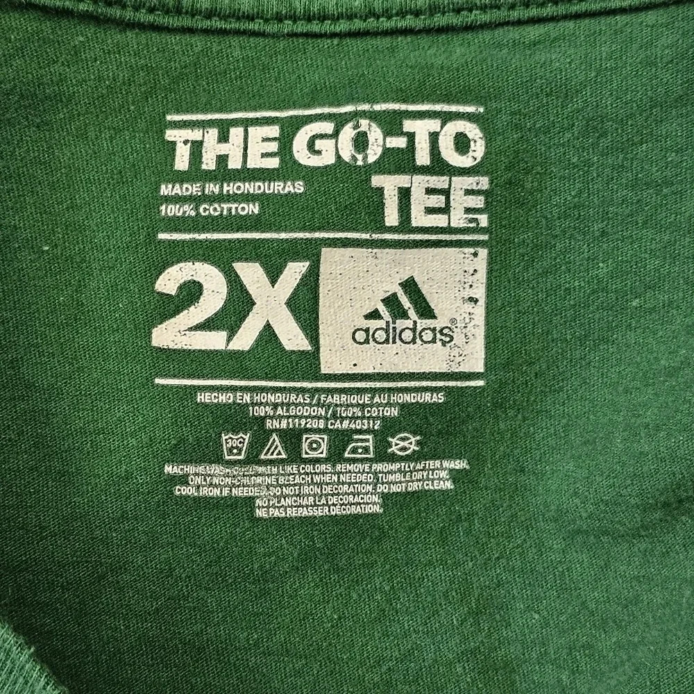 Adidas Men 2XL Shirt Green Cotton Graphic George Mason Patriots Iconic Statement - Picture 5 of 7